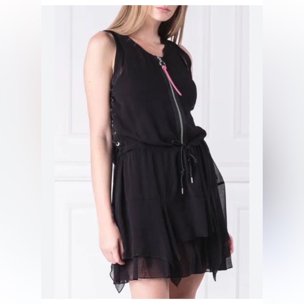 Diesel Black Mini Dress with Pink Accents